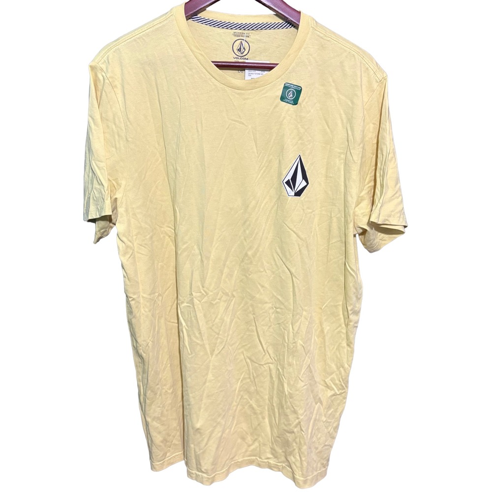 Volcom Shirt Mens Large Short Sleeve Crew Neck T New Yellow Skater Surfer